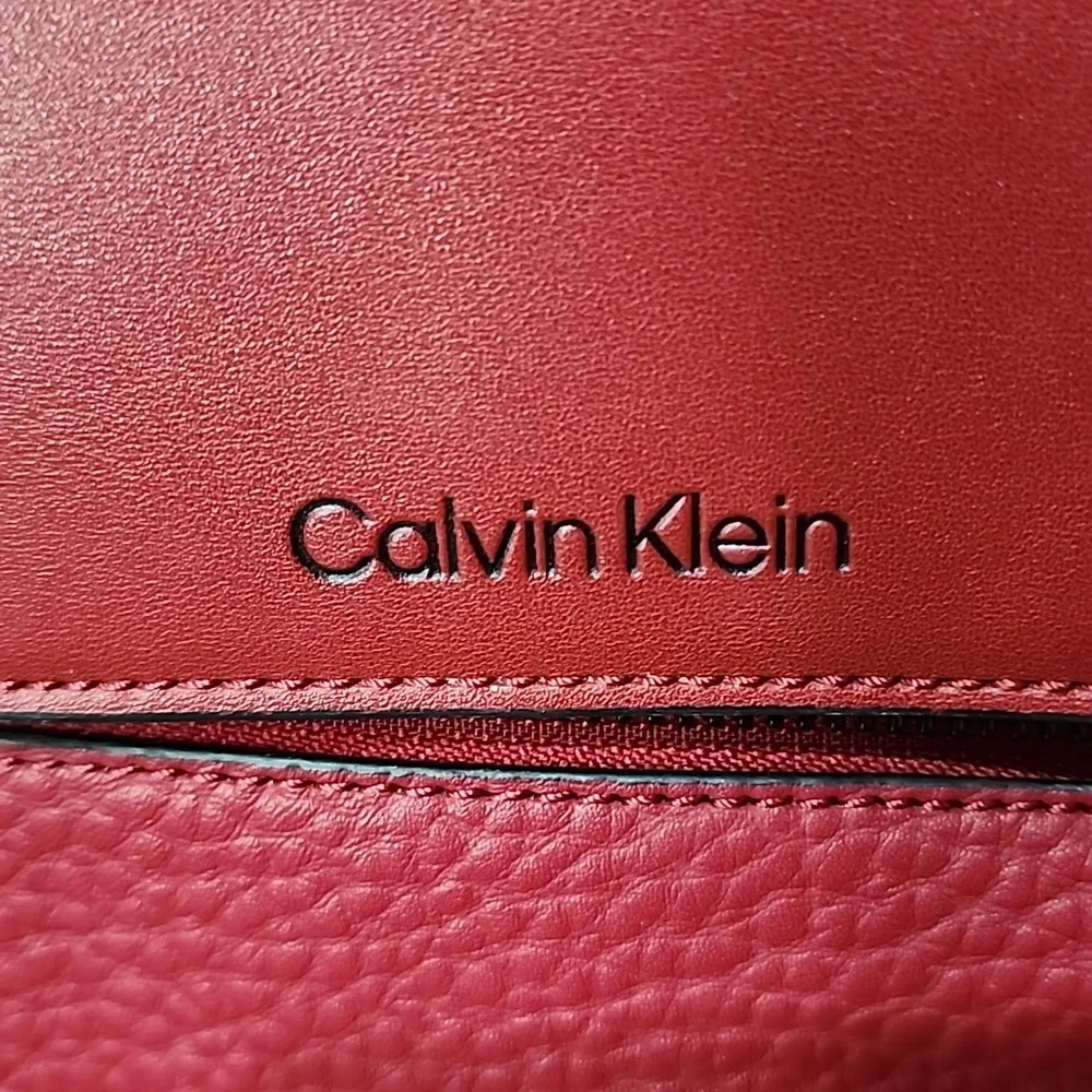 Calvin Klein Dark Red Faux Leather Backpack
